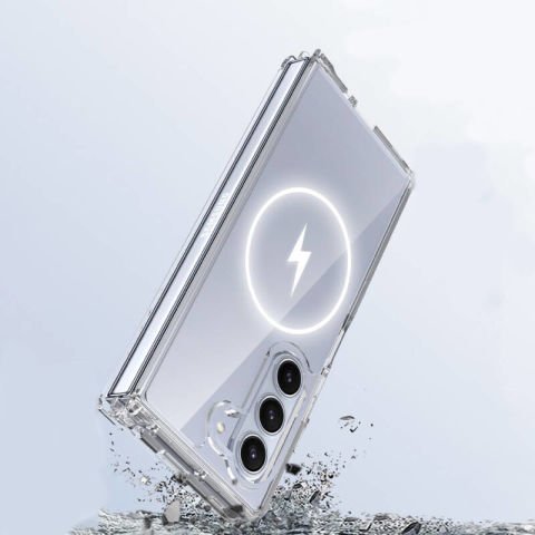 Galaxy Z Fold 6 Kılıf Magsafe Şarj Özellikli Şeffaf Sert PC Patinda Embos Kapak