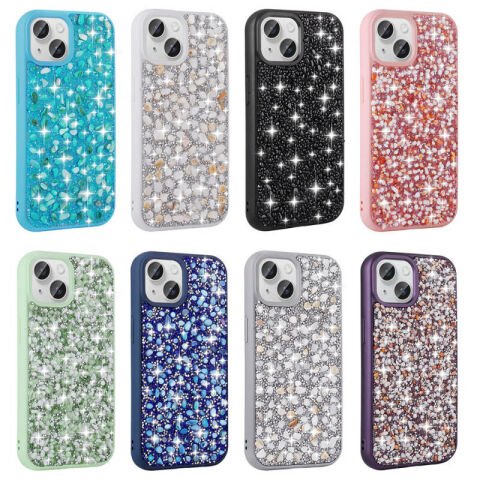 Apple iPhone 15 Kılıf Parlak Taşlı Tasarım Patinda Linea Diamond Kapak