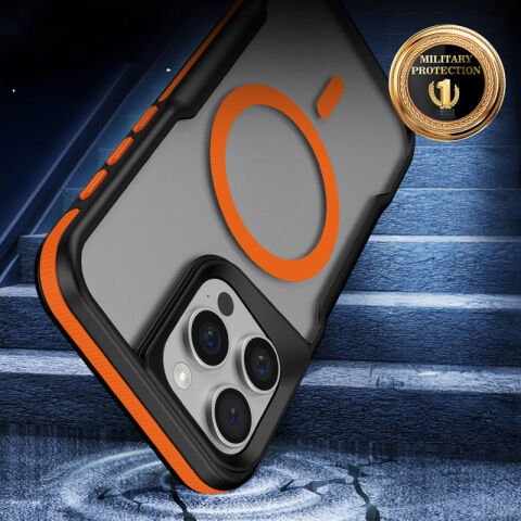 Apple iPhone 14 Pro Max Kılıf Magsafe Şarj Özellikli Renkli Kenar Airbag Şeritli Patinda Lamer Kapak